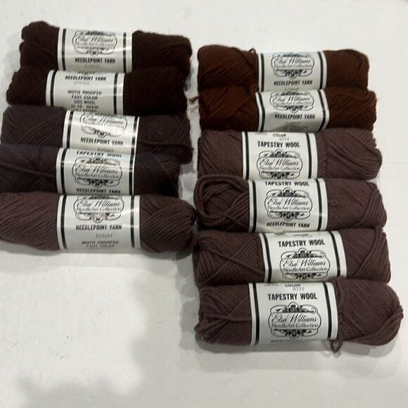 Elsa Williams Mixed Lot 11 Skeins Brown Needlepoint Yarn 40 Yd Skein 100% Wool - Picture 1 of 12